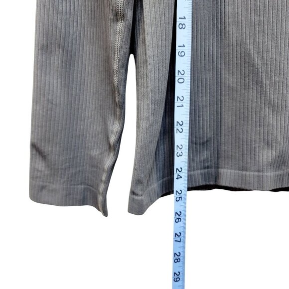 Womens Gray Ribbed Long-Sleeve Henley Top By OQQ Nylon Spandex Blend Size L - Picture 7 of 9